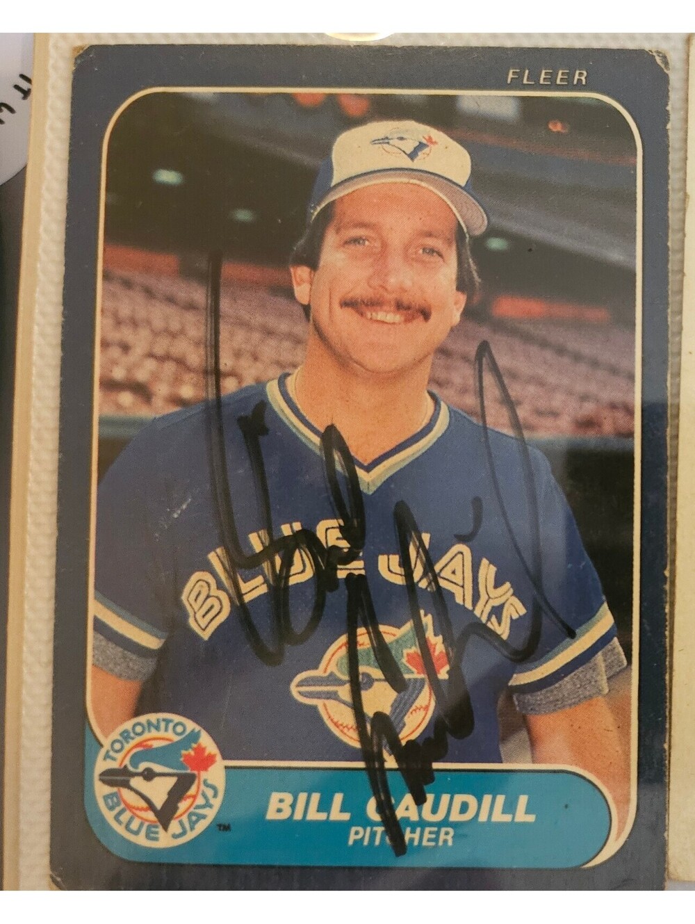 Bill Caudill Hand SIGNED 1986 Fleer Card Toronto Blue Jays  Autograph
